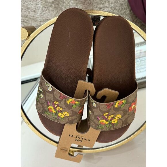 Coach NWT Floral Logo Slide Sandals size 11 - Picture 2 of 6